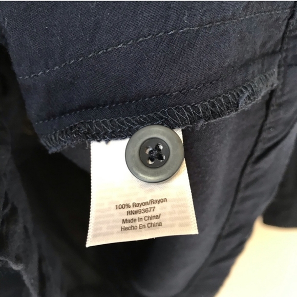 a.n.a. navy blue button down w/waist tie and pockets collared blouse siz… - Picture 5 of 5